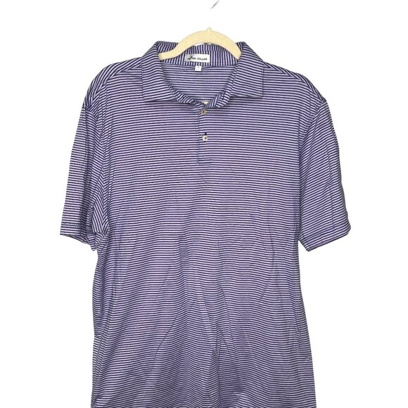 Peter Millar Mens Striped Golf Polo Shirt L Blue & Purple Short Sleeve - Picture 1 of 5